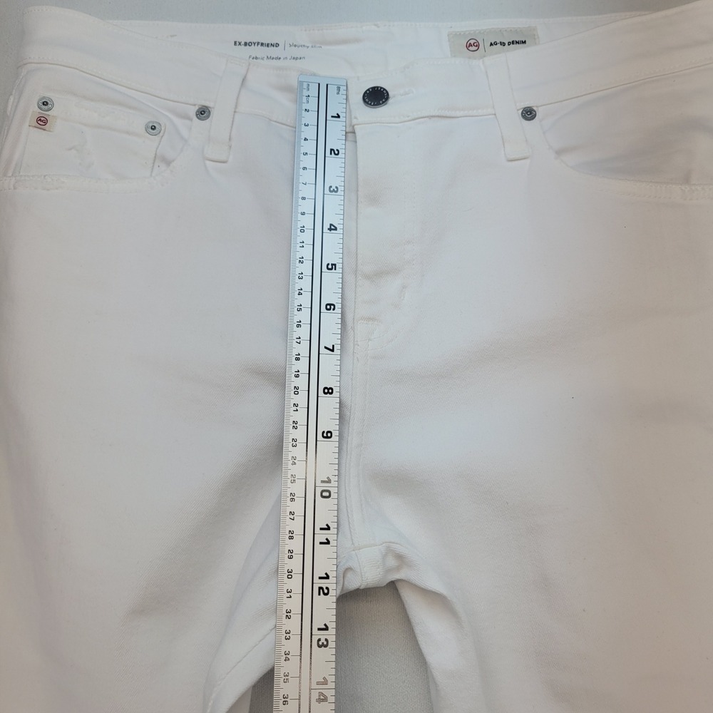 AG Adriano Goldschmied Ex-Boyfriend Jeans Womens 32 White Slouchy Slim Denim - Picture 8 of 12